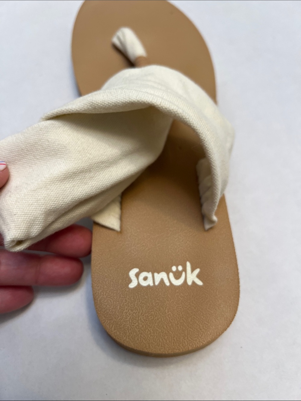 SANUK YOGA SLING SANDALS SIZE 7 TAN & CREAM - Picture 9 of 13